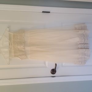 Happy Rose Ivory Cream Light Brown White Vintage Lace Flower Girl's Dress